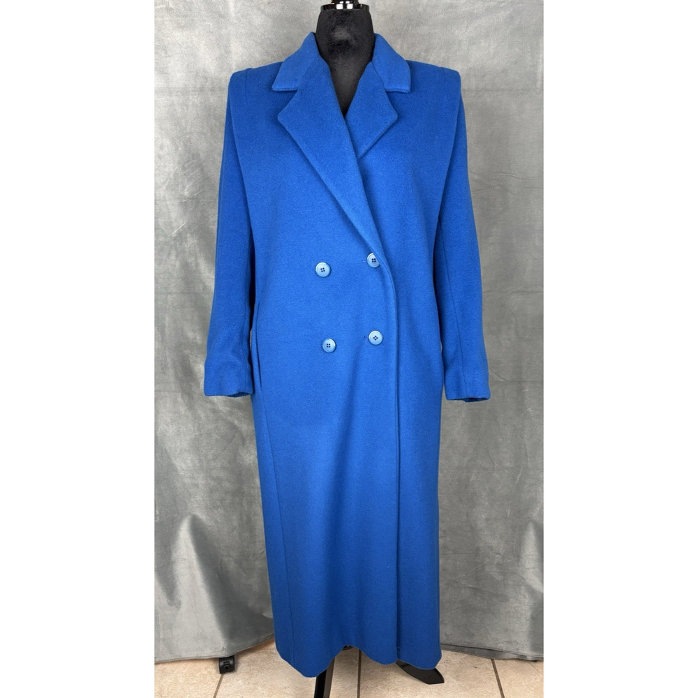 Vintage Ferncroft Full Length Wool Coat Women's 10 Cobalt Blue Double Breasted